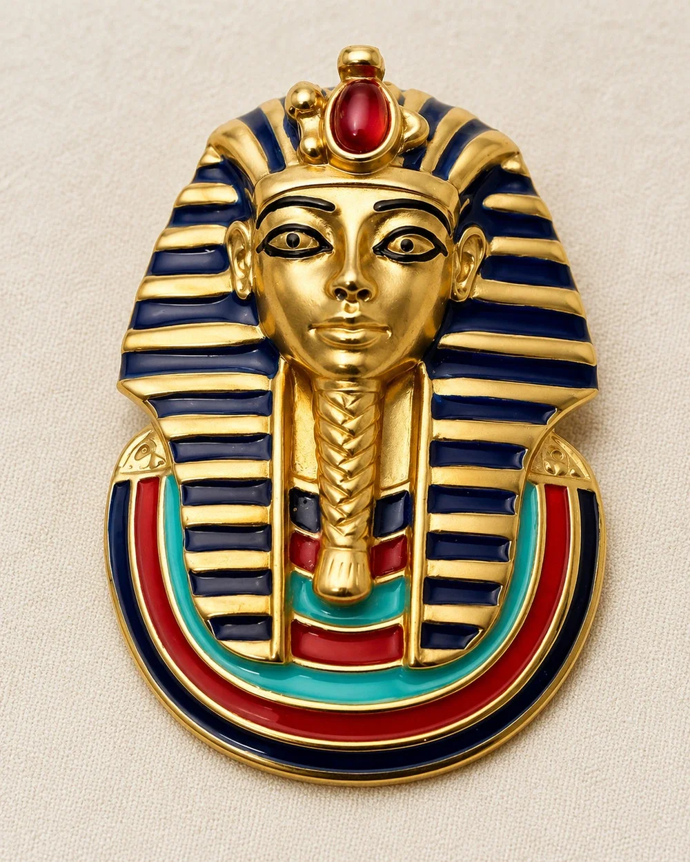 Vintage Franklin Mint King Tutankhamun Tut Jewelry Egyptian Revival Brooch Pin
